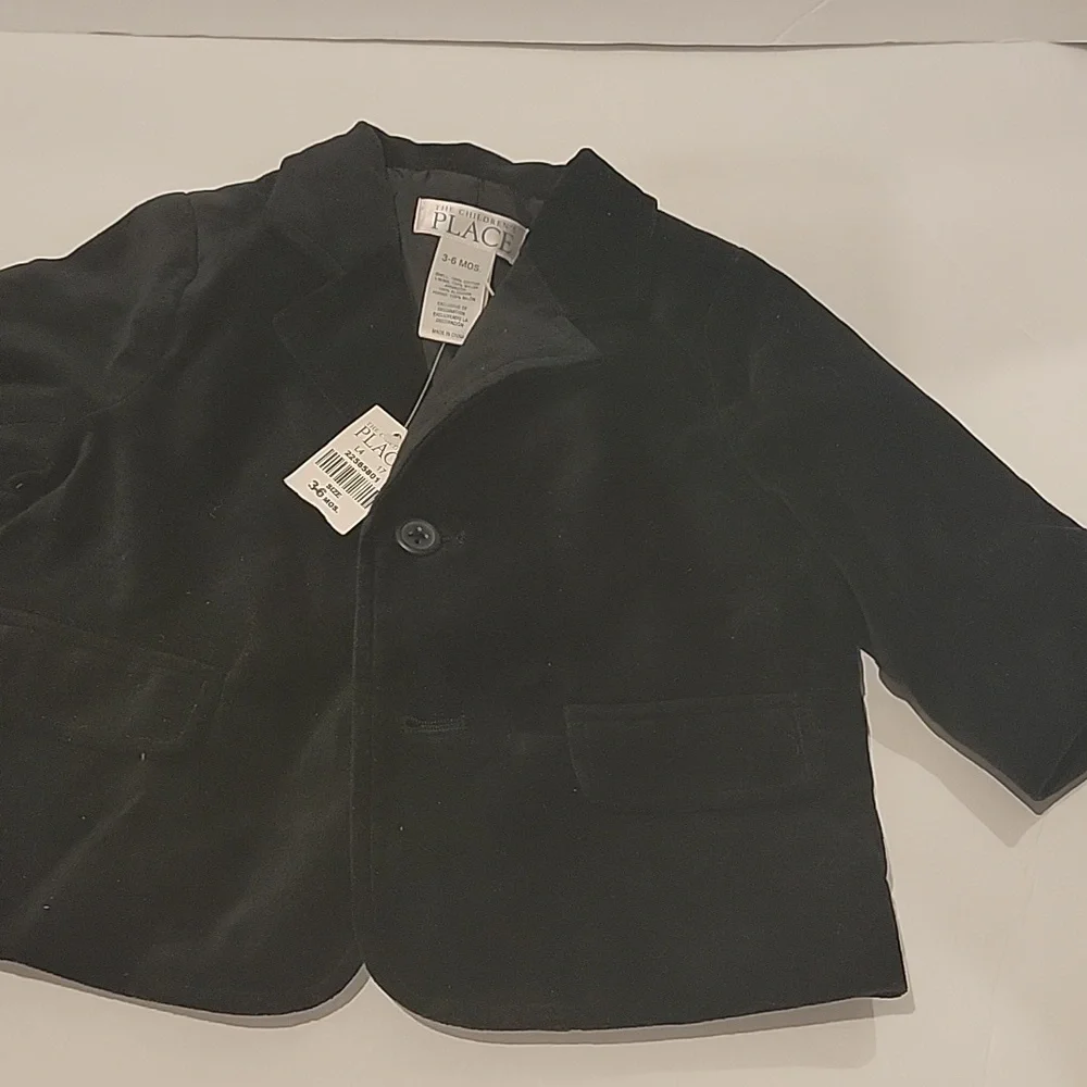 Children's Place Velvet Blazer Suit Jacket Boys 3-6M Black Formal Wedding Party